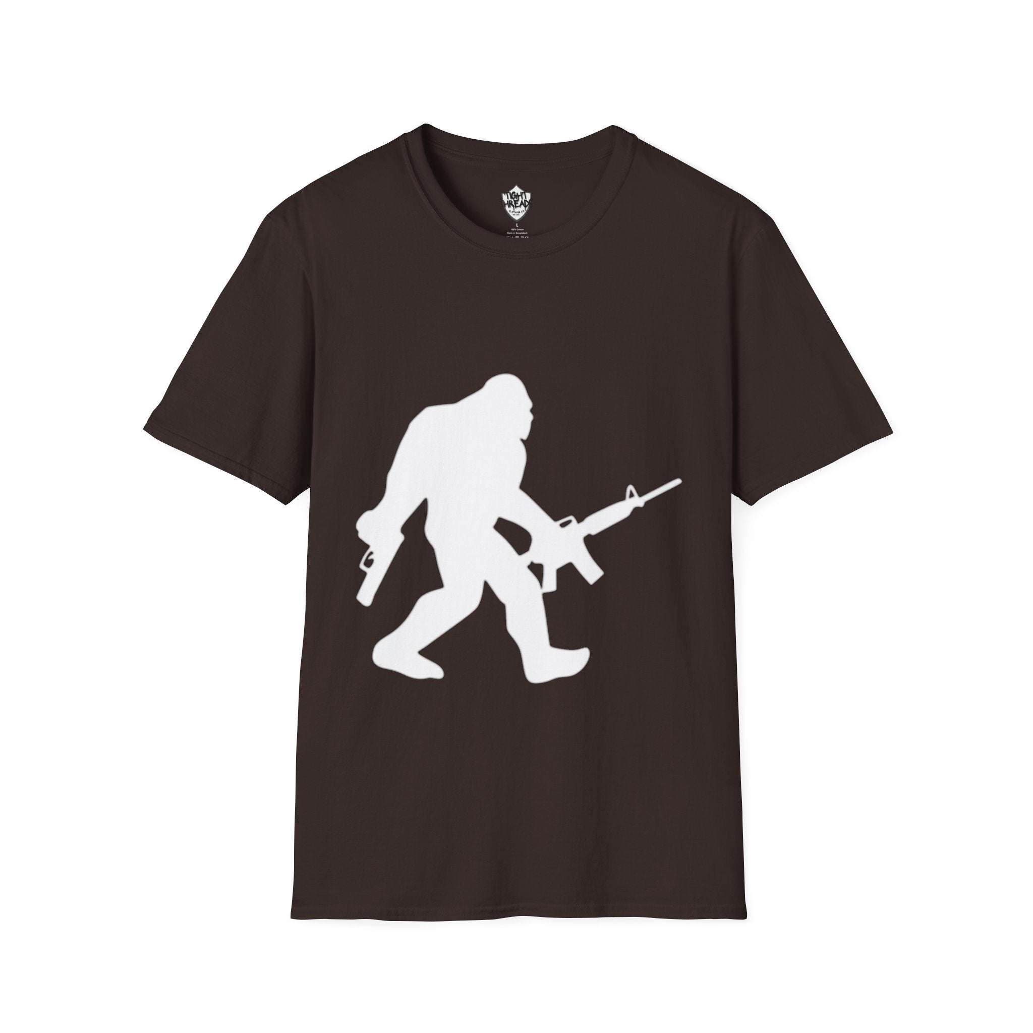 Sasquatch with Rifle T-Shirt | Bigfoot Hunting Silhouette Tee