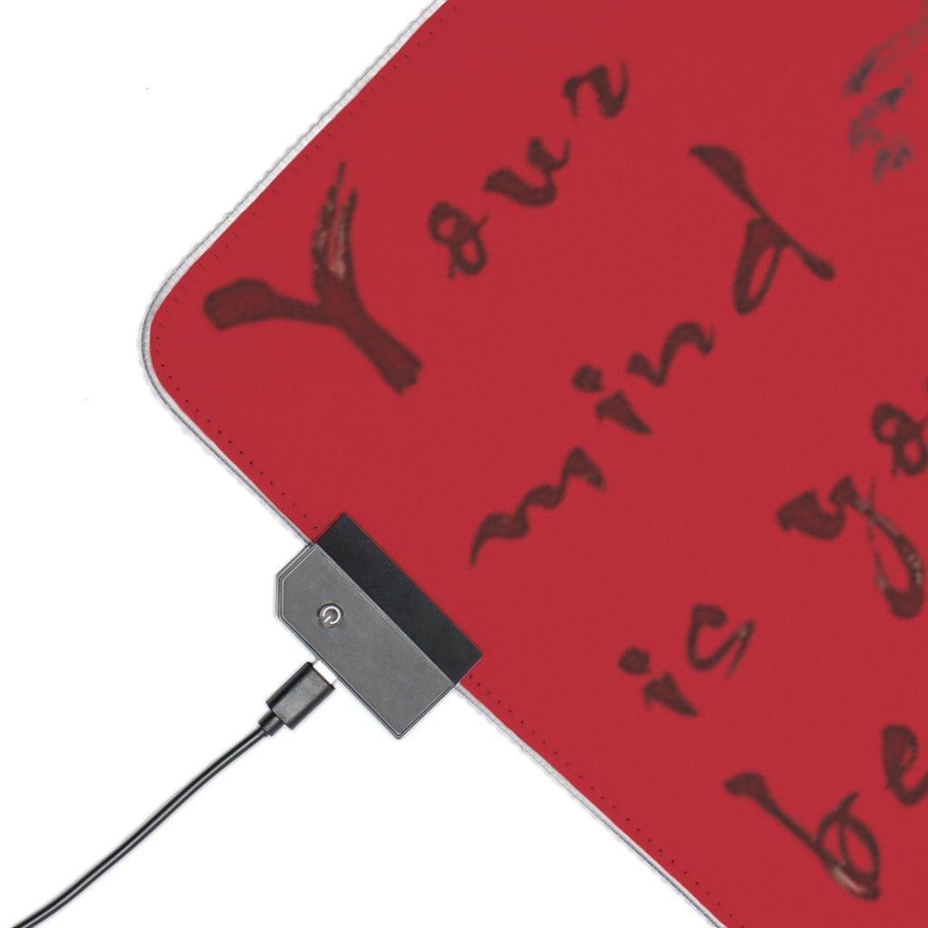 Samurai Yin Yang LED Gaming Mouse Pad | Warrior Silhouette, Kanji, Motivational Quote