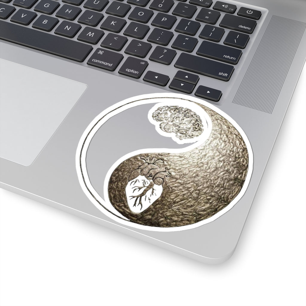 Yin Yang Kiss-Cut Stickers - Heart & Brain Design, Perfect for Laptops, Journals, Decor, Gifts, Mindfulness