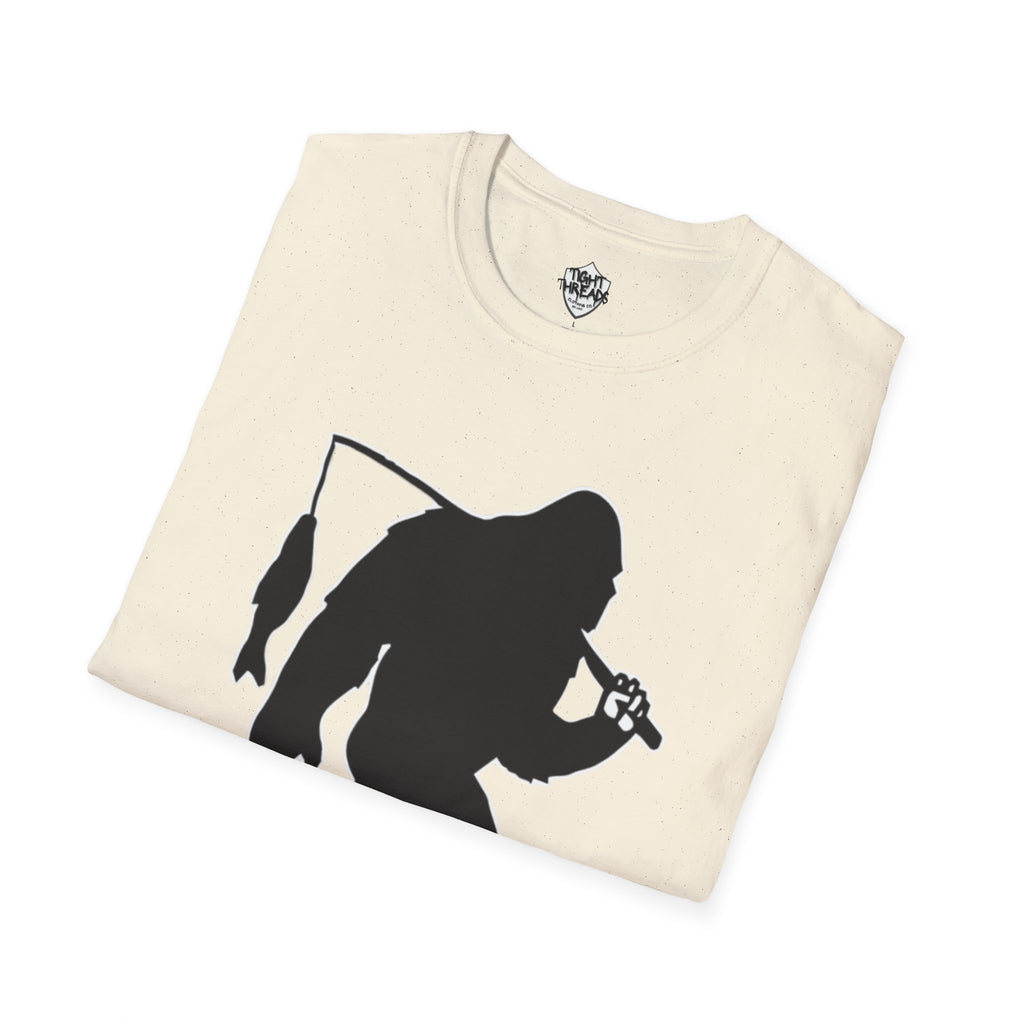Bigfoot Fishing T-Shirt | Sasquatch Fisherman Silhouette