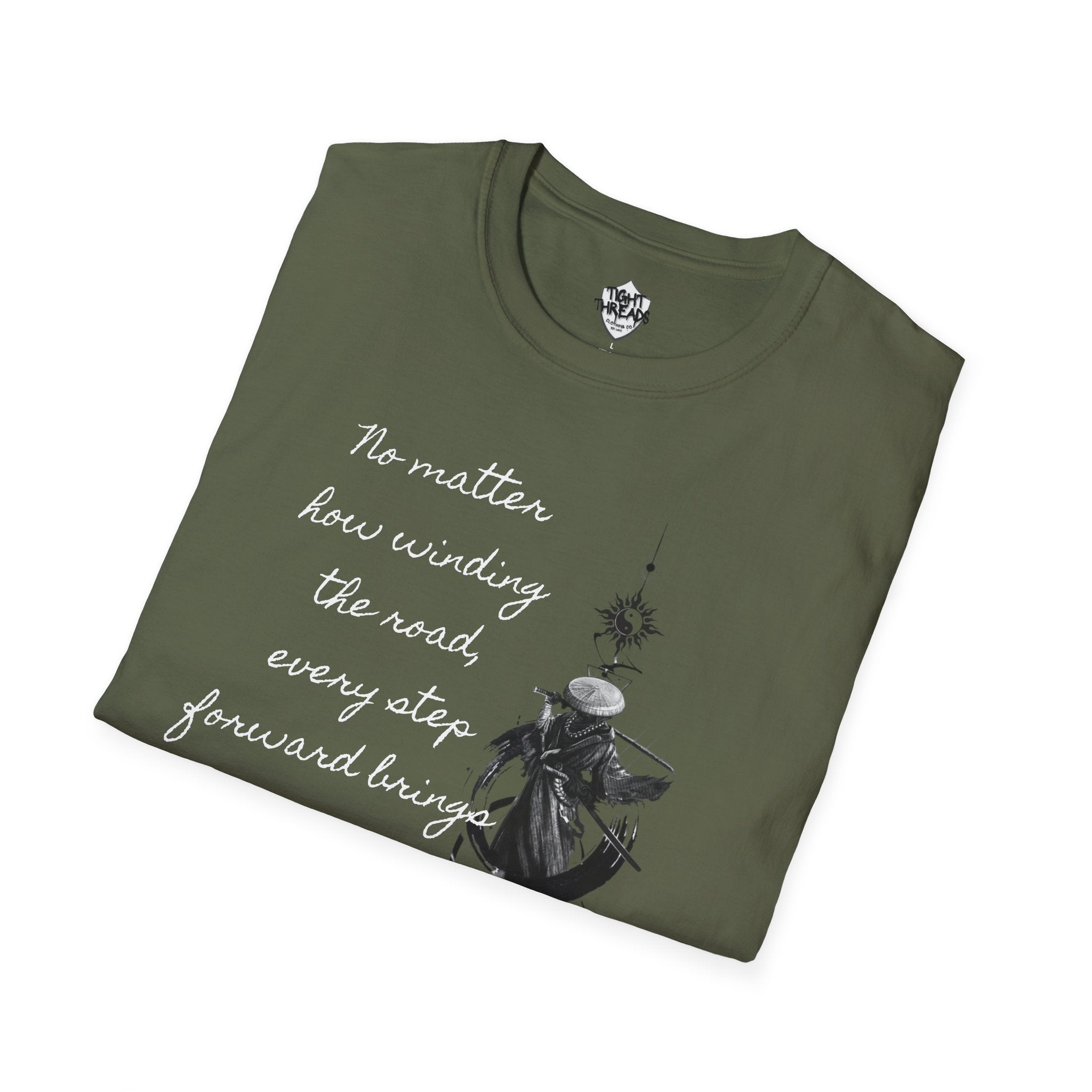 Samurai Unalome Inspirational Quote T-Shirt, Motivational Tee, Unique Graphic Shirt, Gift for Friends, Casual Wear, Unisex Softstyle Tee