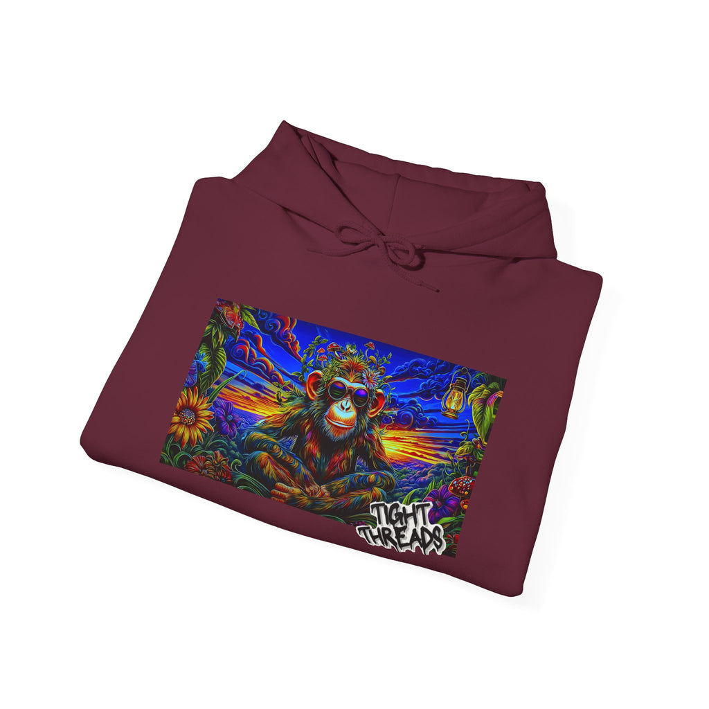 Colorful Cool Monkey Artistic Hoodie, Graphic Sweatshirt, Beach Vibe, Casual Streetwear, Cozy Gift, Unisex Hooded Sweatshirt