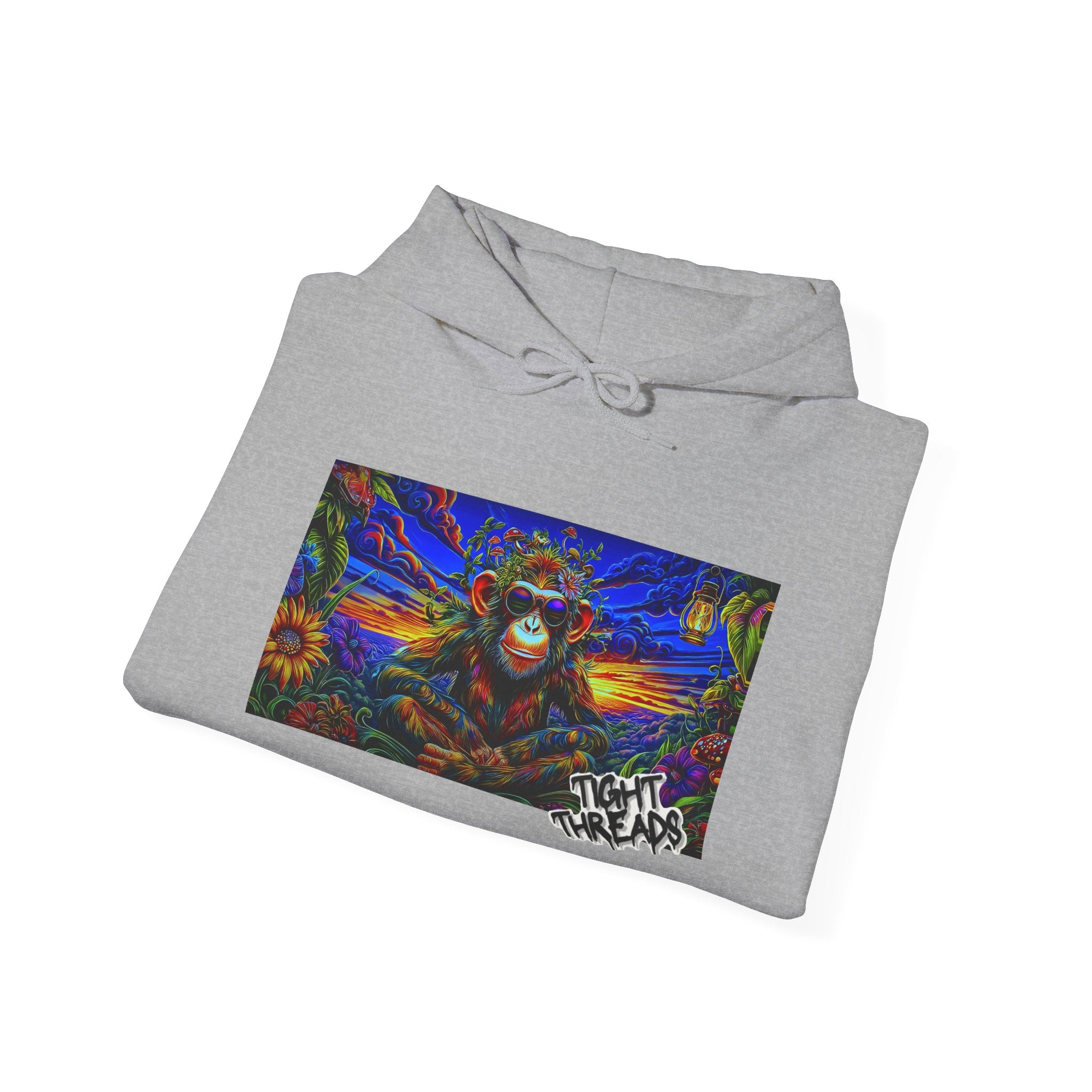 Colorful Cool Monkey Artistic Hoodie, Graphic Sweatshirt, Beach Vibe, Casual Streetwear, Cozy Gift, Unisex Hooded Sweatshirt