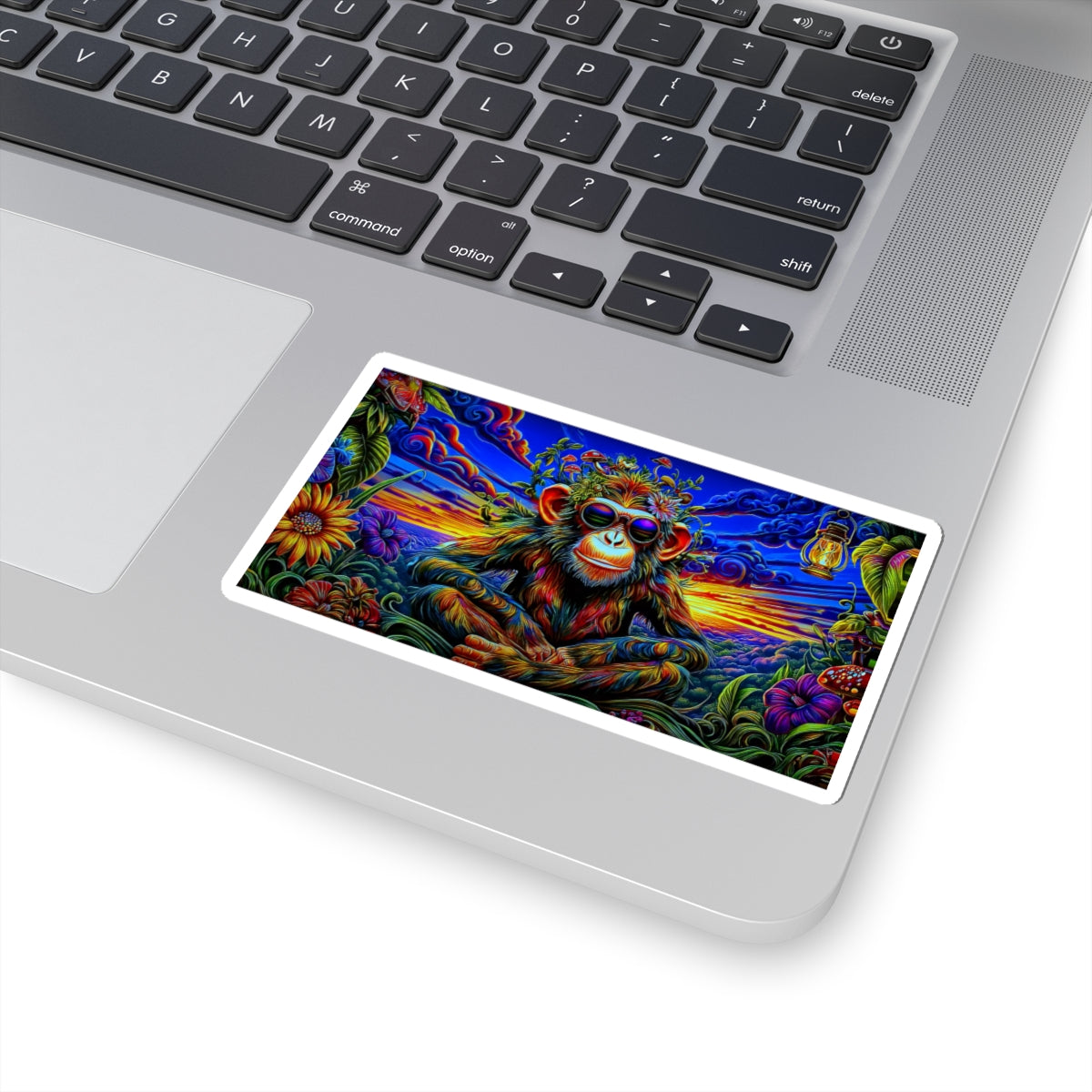 Psychedelic Monkey Kiss-Cut Stickers Funky Laptop Decals, Colorful Water Bottle Stickers, Unique Wall Art, Monkey Lover Gifts