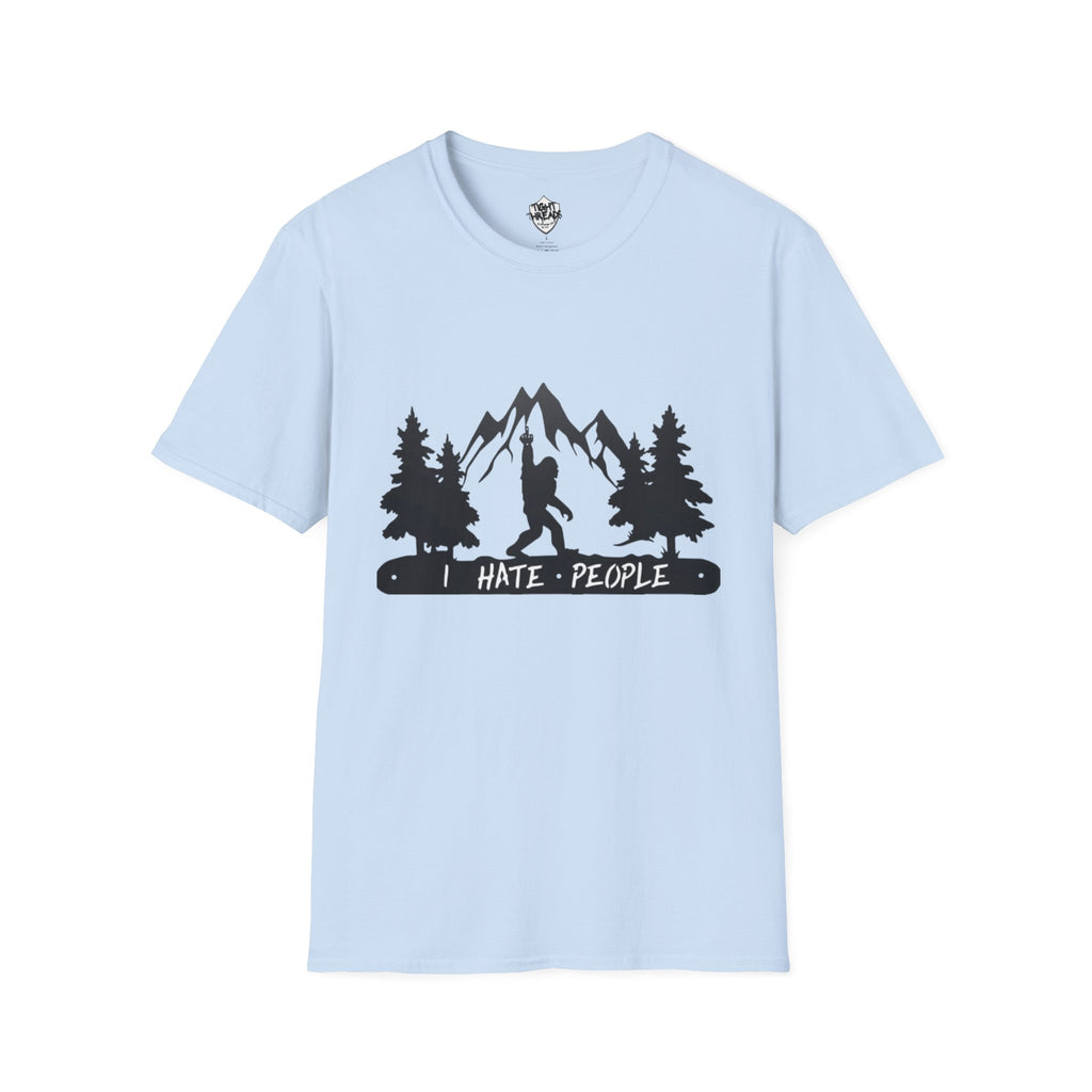Bigfoot I Hate People mountain silhouette T-Shirt | hiker outdoors trees