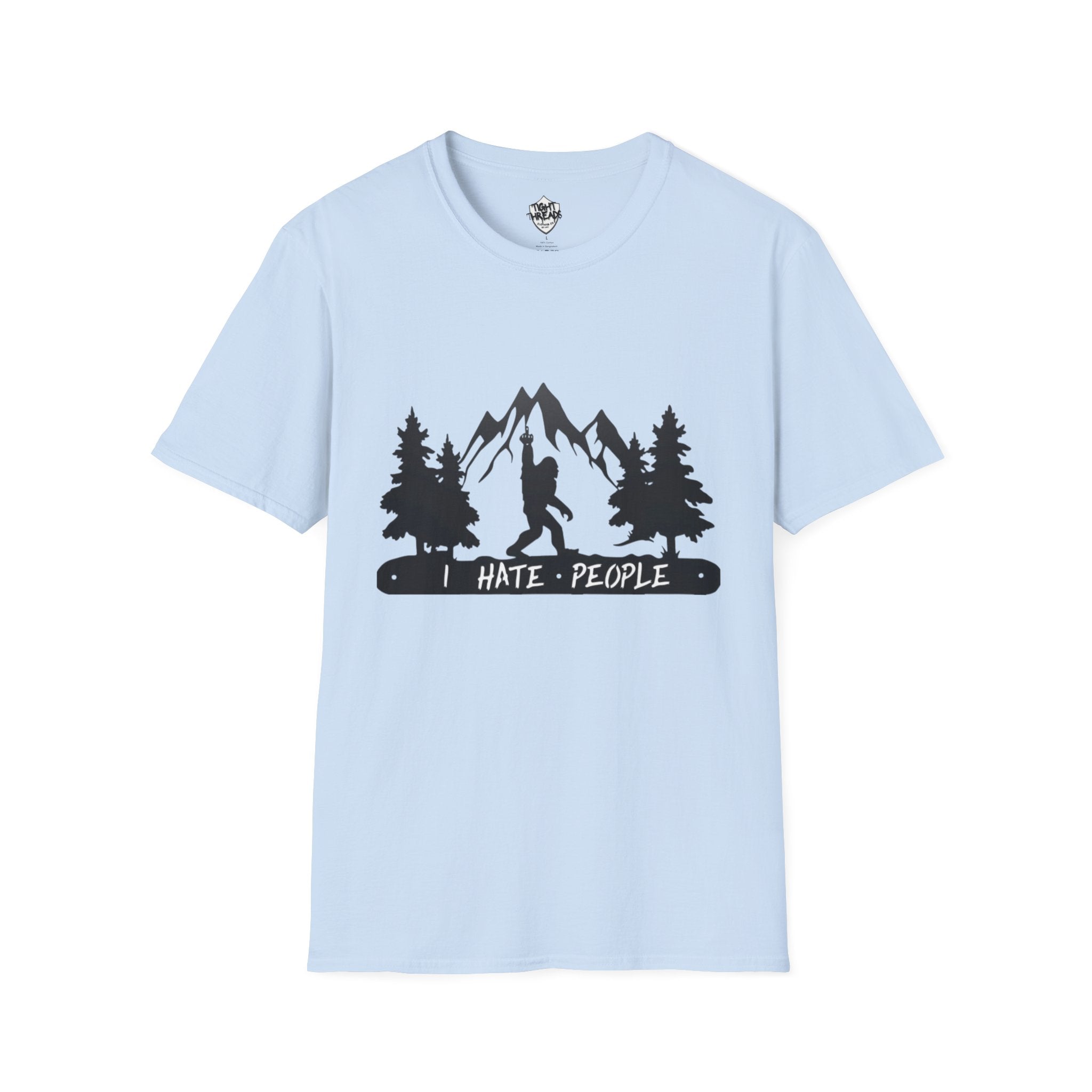 Bigfoot I Hate People mountain silhouette T-Shirt | hiker outdoors trees