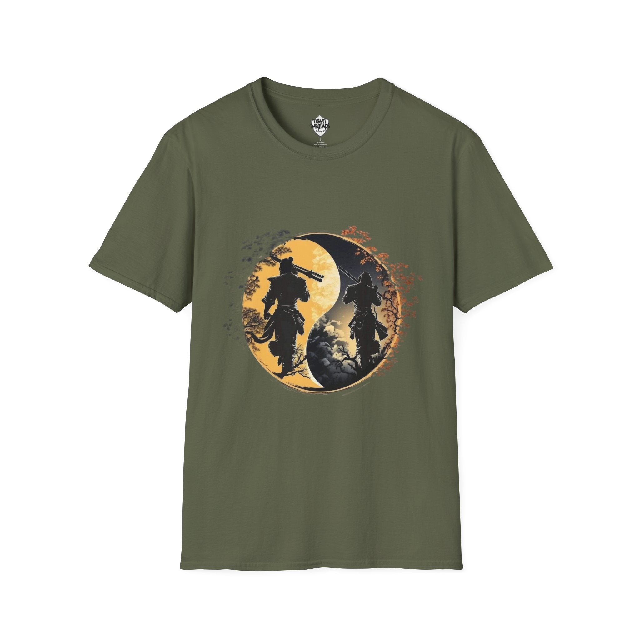 Yin Yang Samurai unisex style T-Shirt, Men and Women T-Shirt, durable and smooth fabric, casual wear.