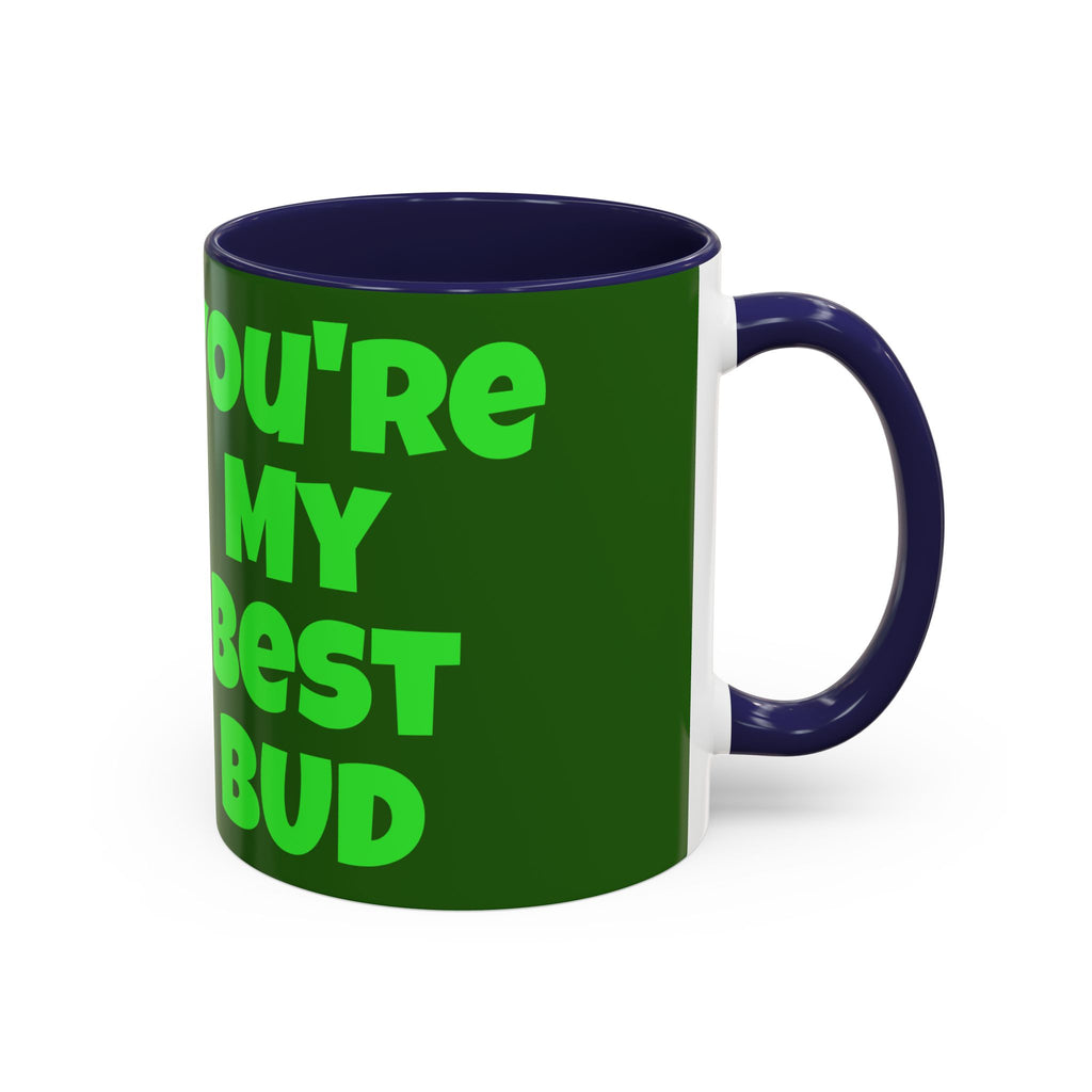 Leafy Green Lettering Accent Coffee Mug 11oz 15oz | Forest Background, Contrasting Handle