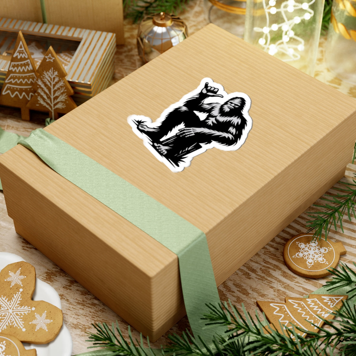 Hang Loose Bigfoot Kiss-Cut Stickers | Sasquatch Surfing Decal