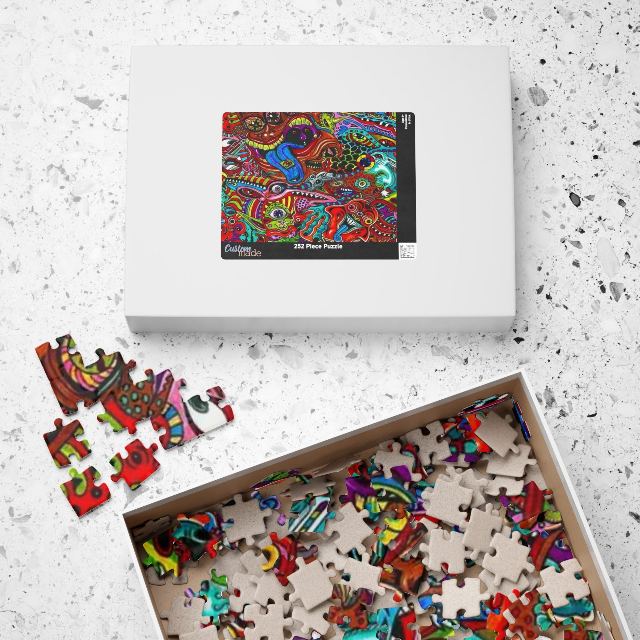 Psychedelic Monster Collage Puzzle 500+ Piece | Colorful Trippy Art Jigsaw