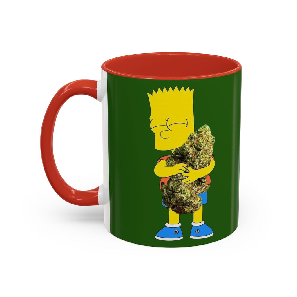 Leafy Green Lettering Accent Coffee Mug 11oz 15oz | Forest Background, Contrasting Handle