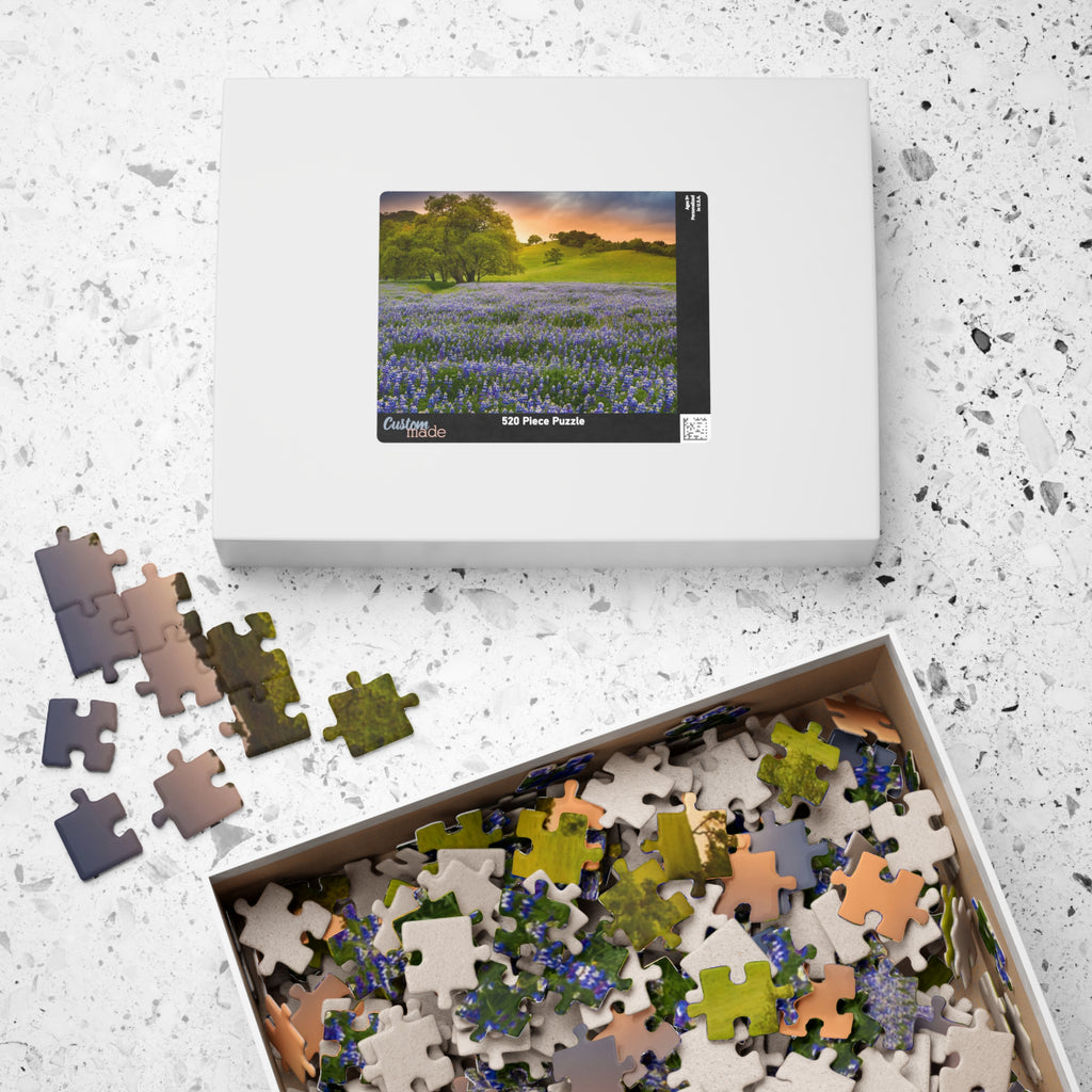 Bluebonnet Field Sunset Puzzle | Scenic Landscape Jigsaw