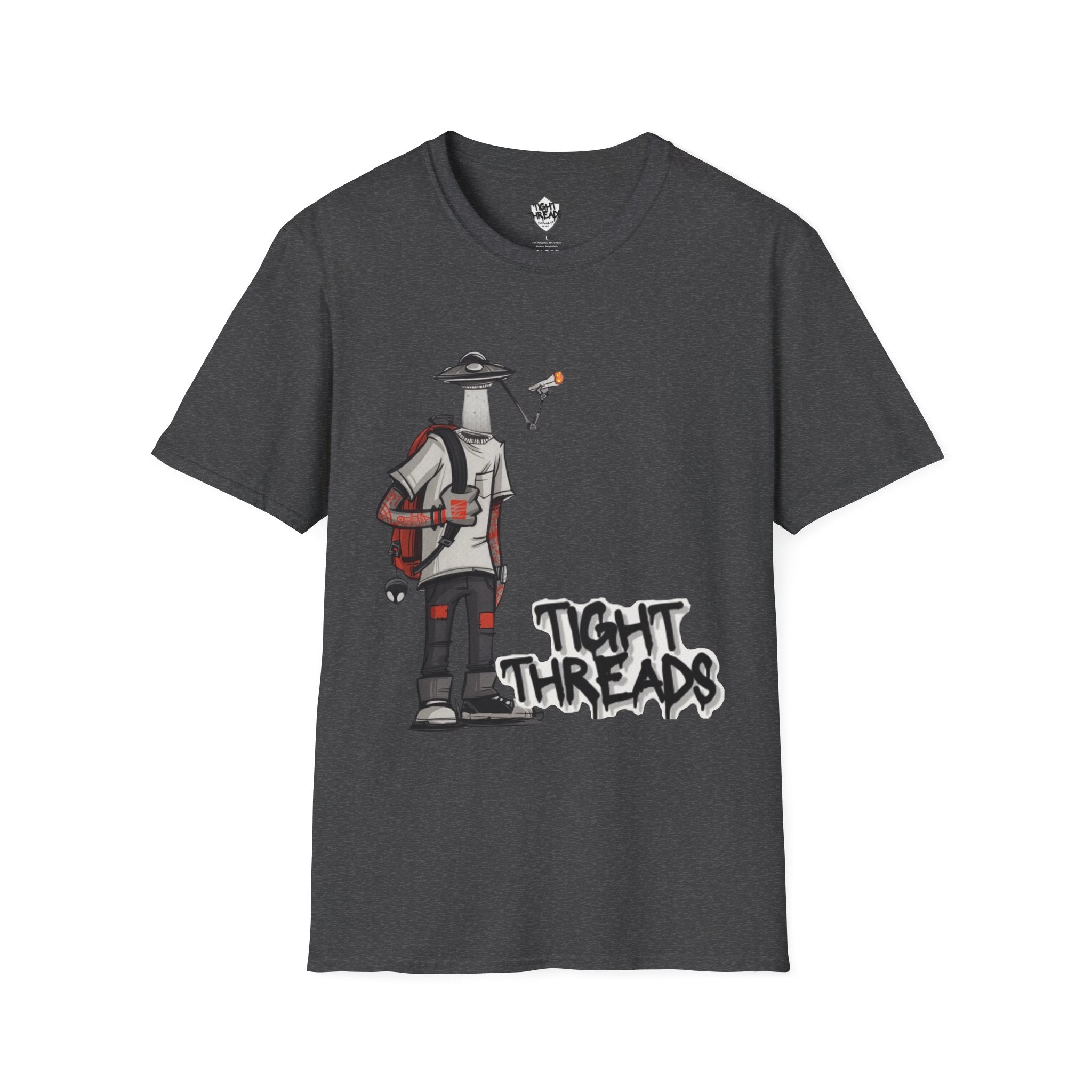 UFO Head Smokin Graffiti Street Art Unisex T-Shirt, Urban Graphic Tee, Unique Gift, Casual Style, Everyday Wear