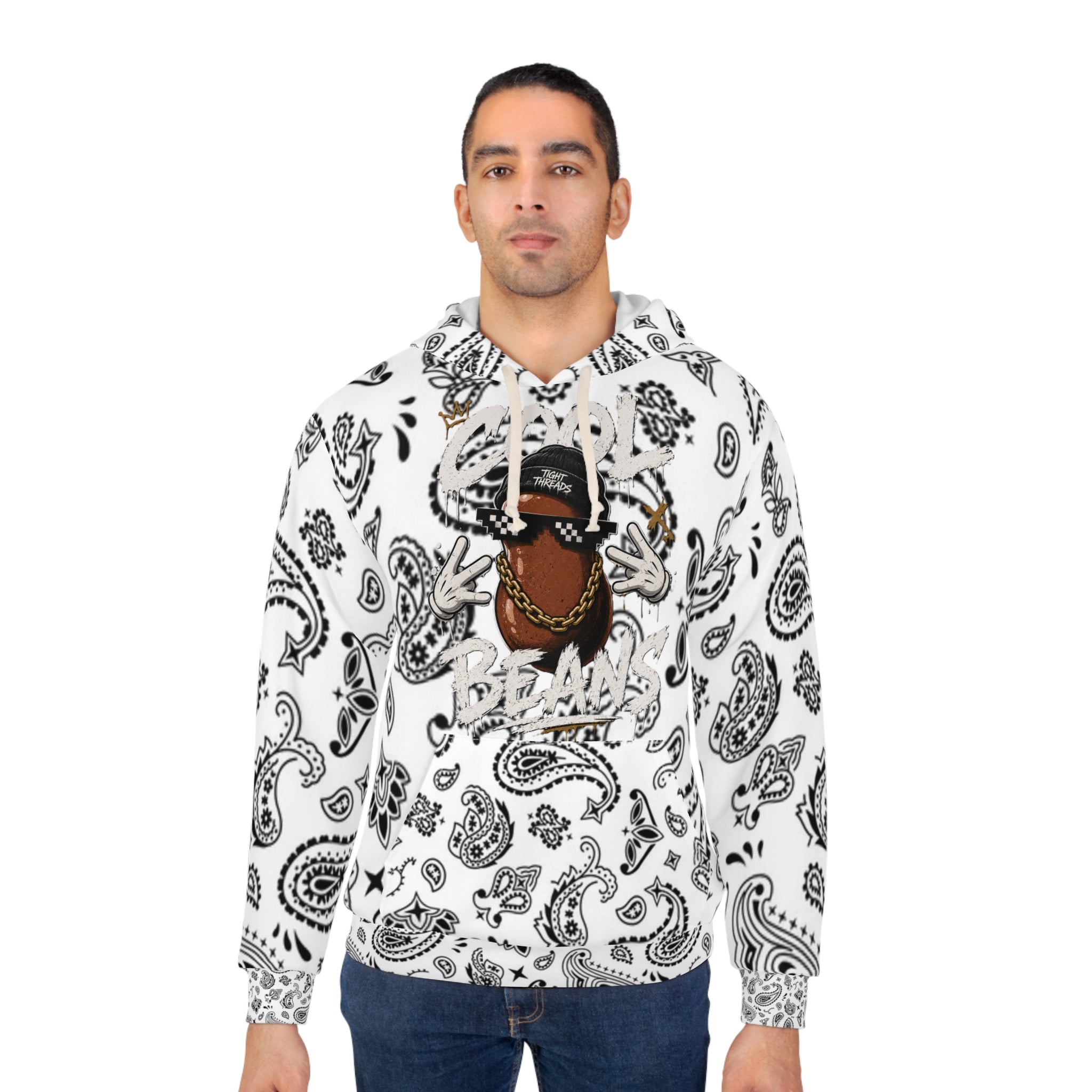 Cool Beans Bandana Paisley Pattern Hoodie | Cool Beans Bean, Tight Threads Beanie, Dope Graphic