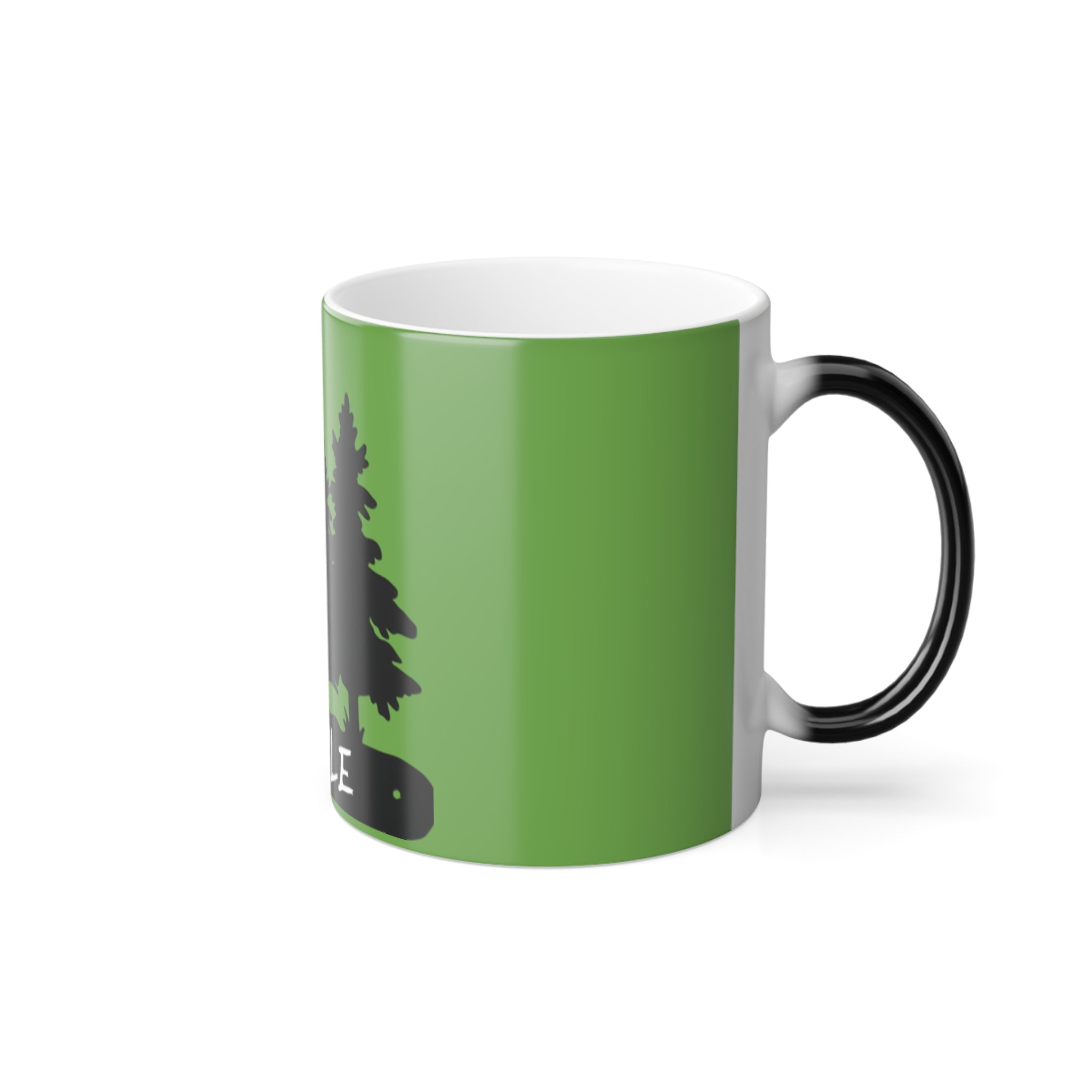 Bigfoot Mountain Scene Color Morphing Mug | Sasquatch Hiking Silhouette