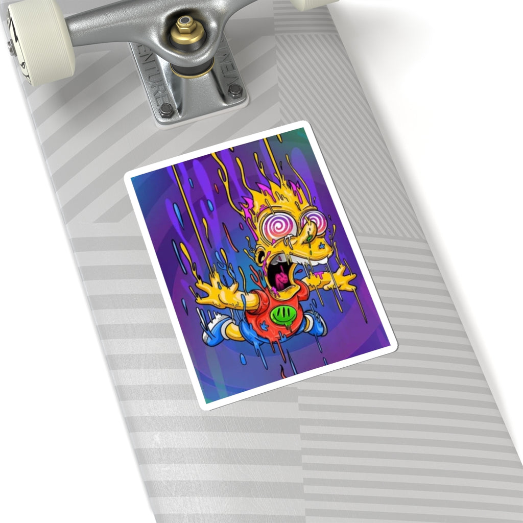 Psychedelic Meltdown Bart Kiss-Cut Sticker | Trippy Drip Art