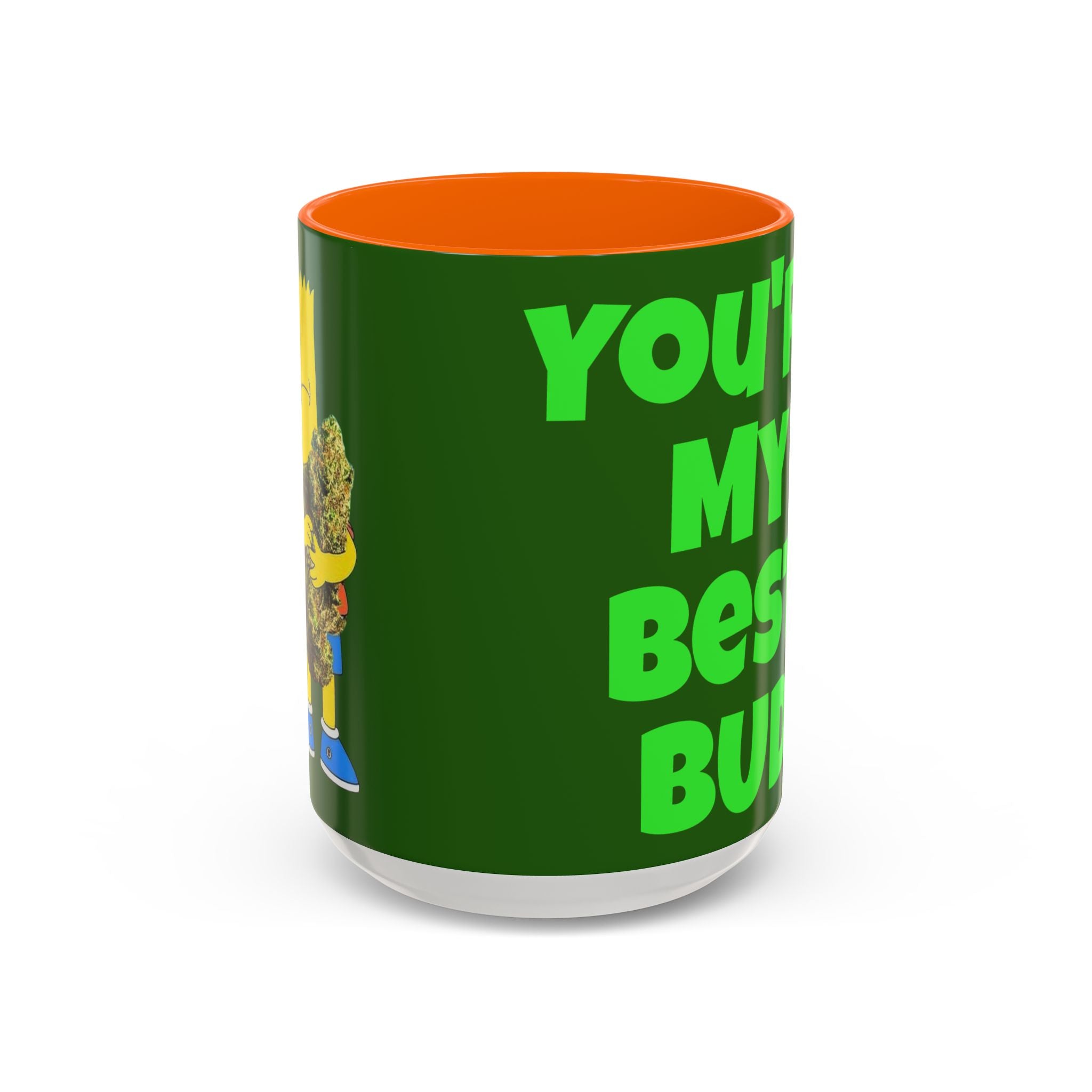 Leafy Green Lettering Accent Coffee Mug 11oz 15oz | Forest Background, Contrasting Handle
