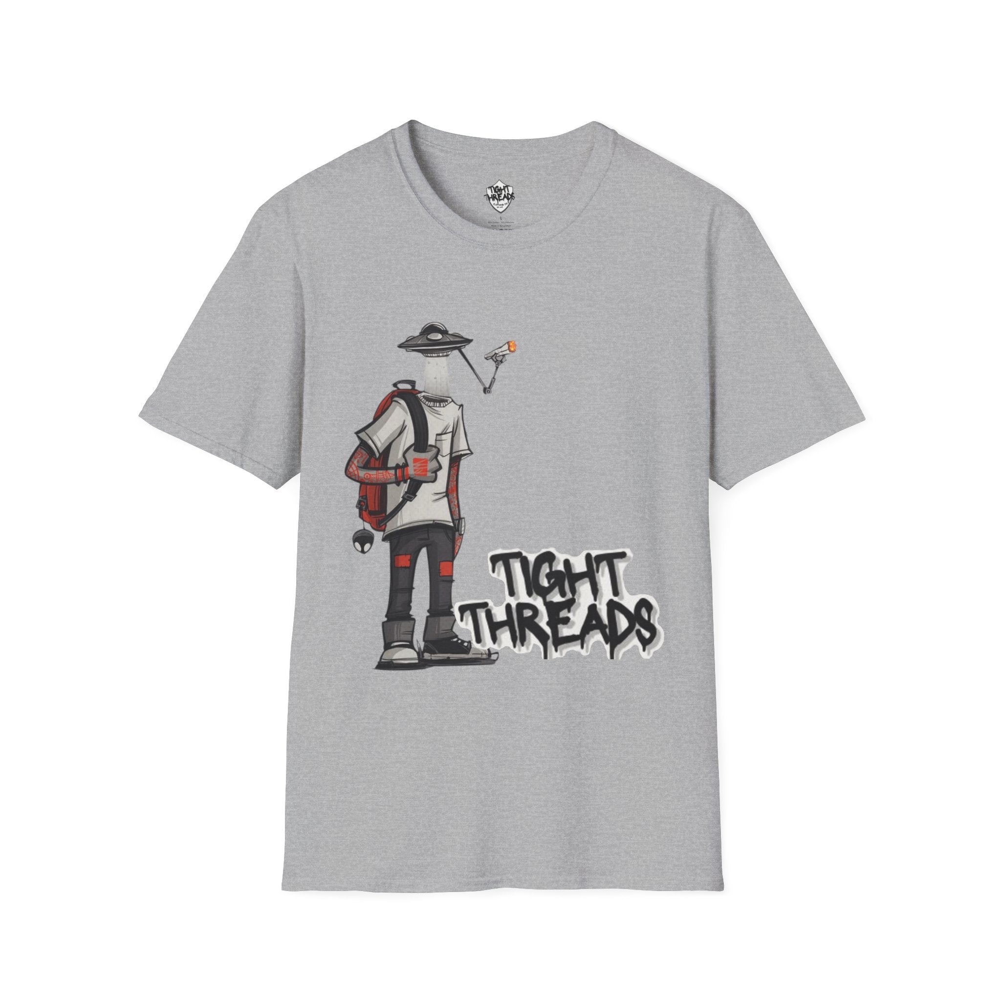 UFO Head Smokin Graffiti Street Art Unisex T-Shirt, Urban Graphic Tee, Unique Gift, Casual Style, Everyday Wear