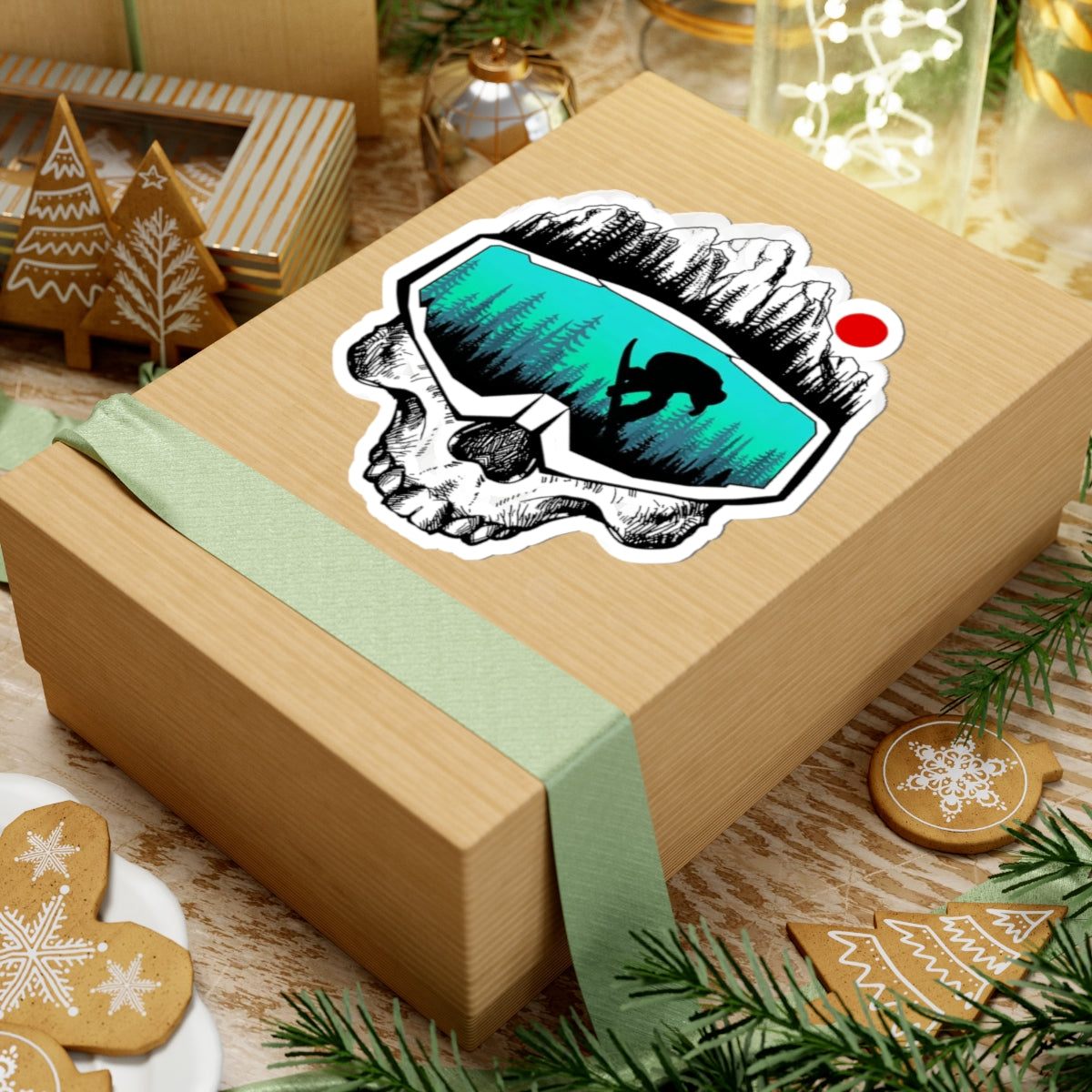 Snowboard Skull Kiss-Cut Stickers | Outdoor Adventure, Winter Sports, Cool Gear, Laptop Decals, Nature Vibes