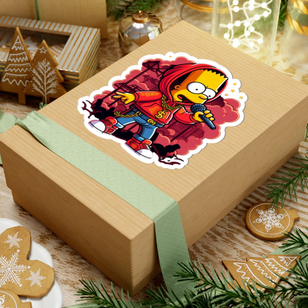 Rap Bart Simpson Sticker | Kiss-Cut Vinyl Sticker, Hip Hop Character