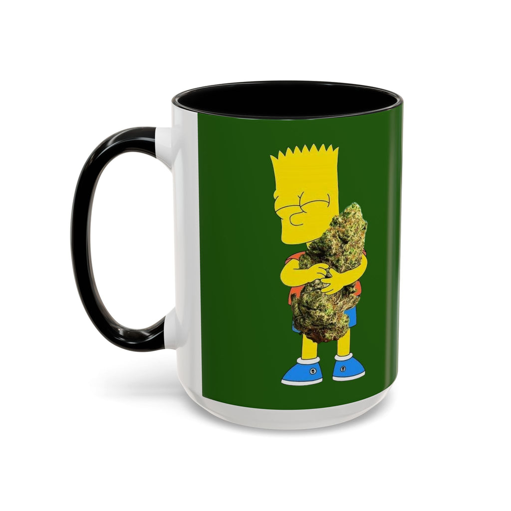 Leafy Green Lettering Accent Coffee Mug 11oz 15oz | Forest Background, Contrasting Handle
