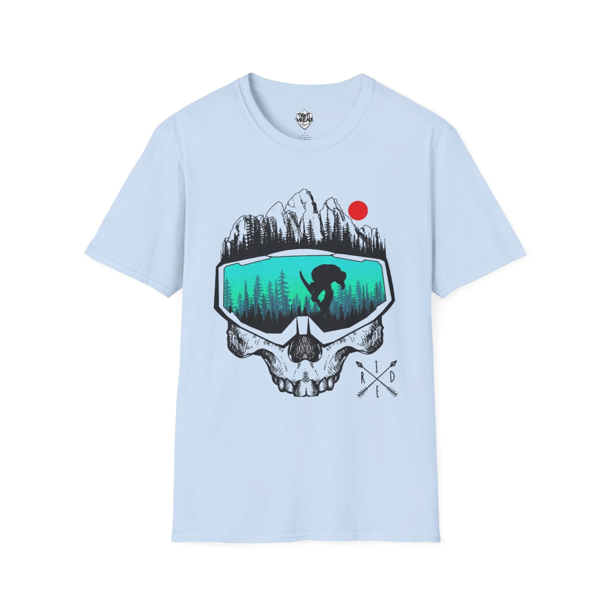 Snowboard Skull T-Shirt - Cool Adventure Graphic Tee for Outdoor Enthusiasts, Summer Festivals, Gift for Him/Her, Casual Wear, Nature tee