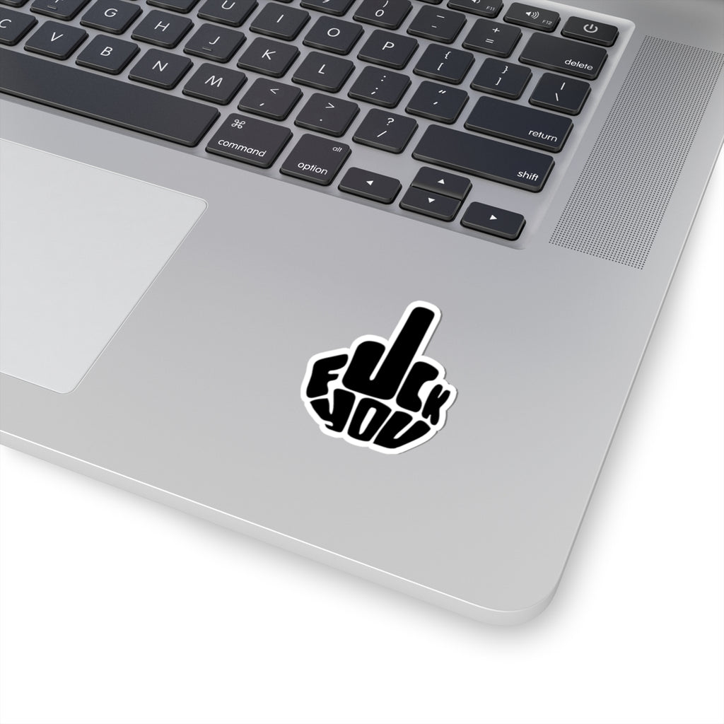 Middle Finger Graphic Sticker | Kiss-Cut Sticker, Profanity Design, Black White