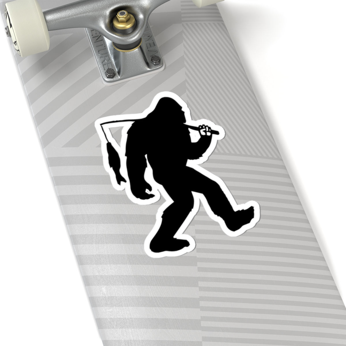 Bigfoot Silhouette with Fish Sticker | Kiss-Cut Sticker