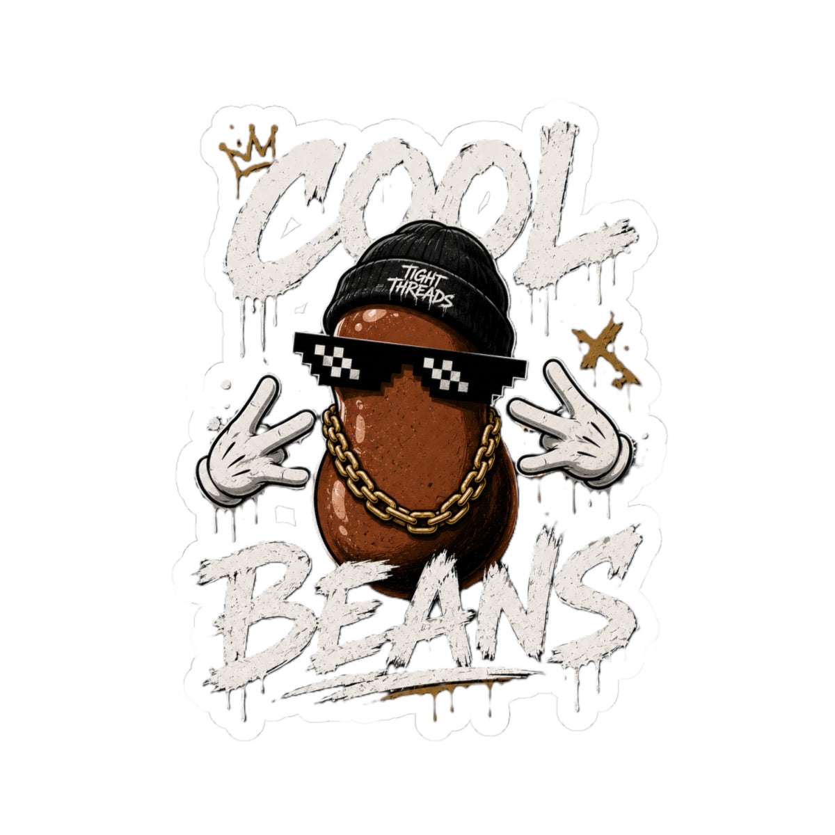Cool Beans Sticker — Hip-Hop Bean Character Kiss-Cut Sticker