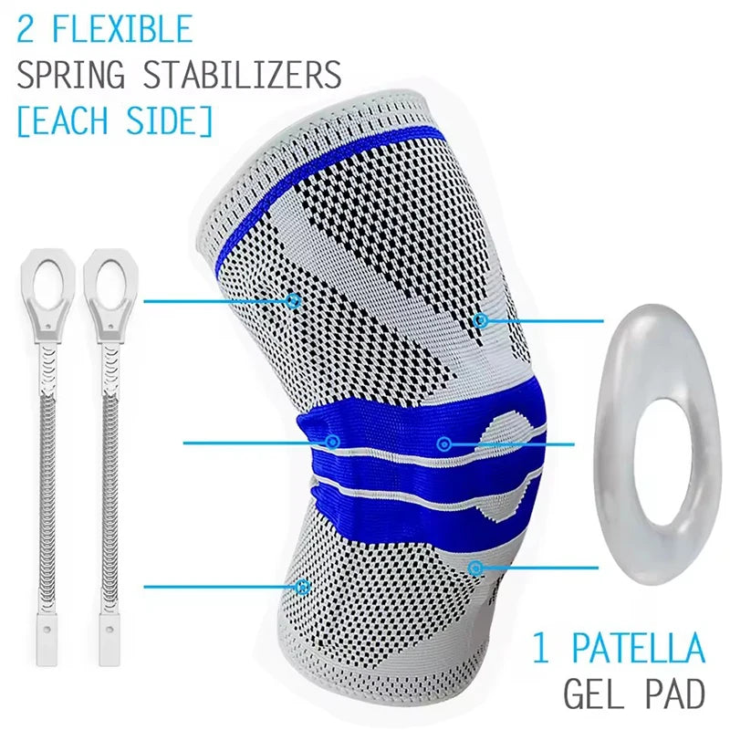Knee Brace Silicone Sleeve Knee Pads Arthritis Knee Wraps Protector For Joints Support Meniscus Compression Protection Sport